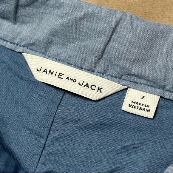 Janie and Jack Chambray Shorts Navy Blue Ric Rac Trim Size 7 - Picture 3 of 7